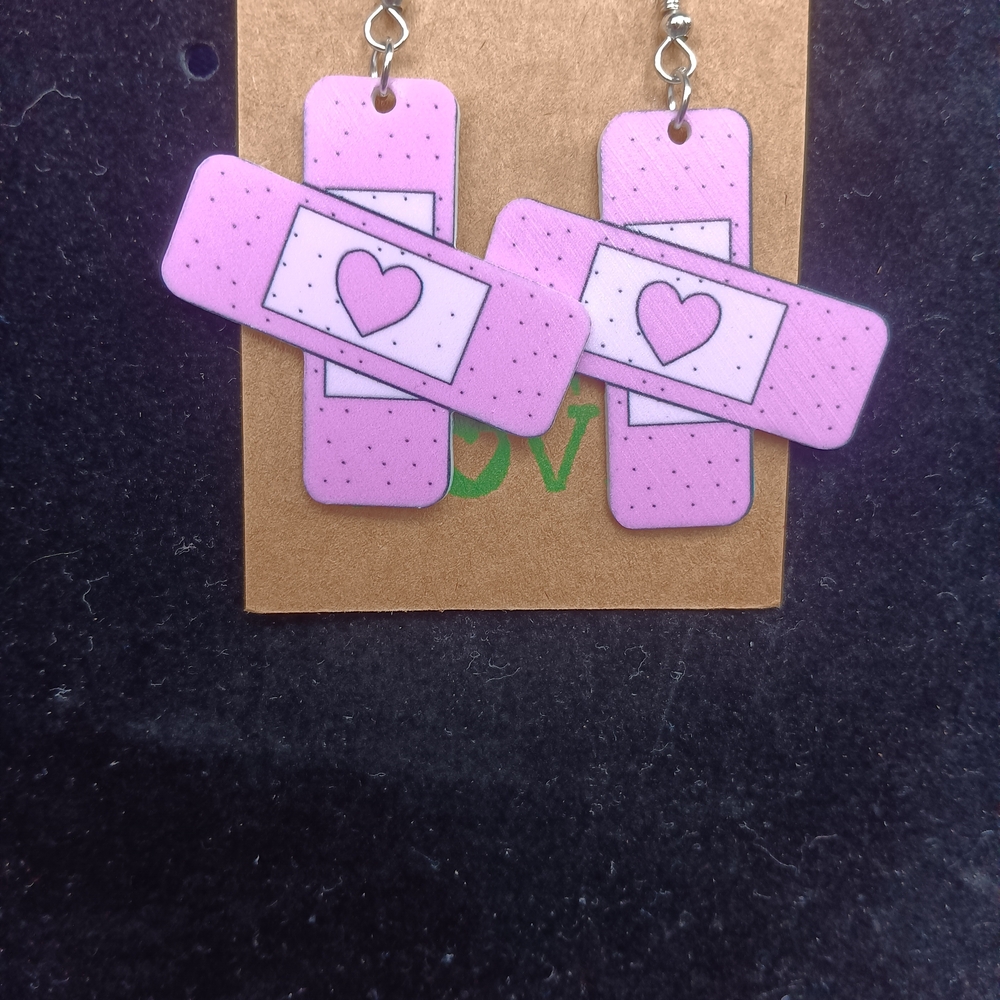 Hand Crafted Pink Heart Earrings